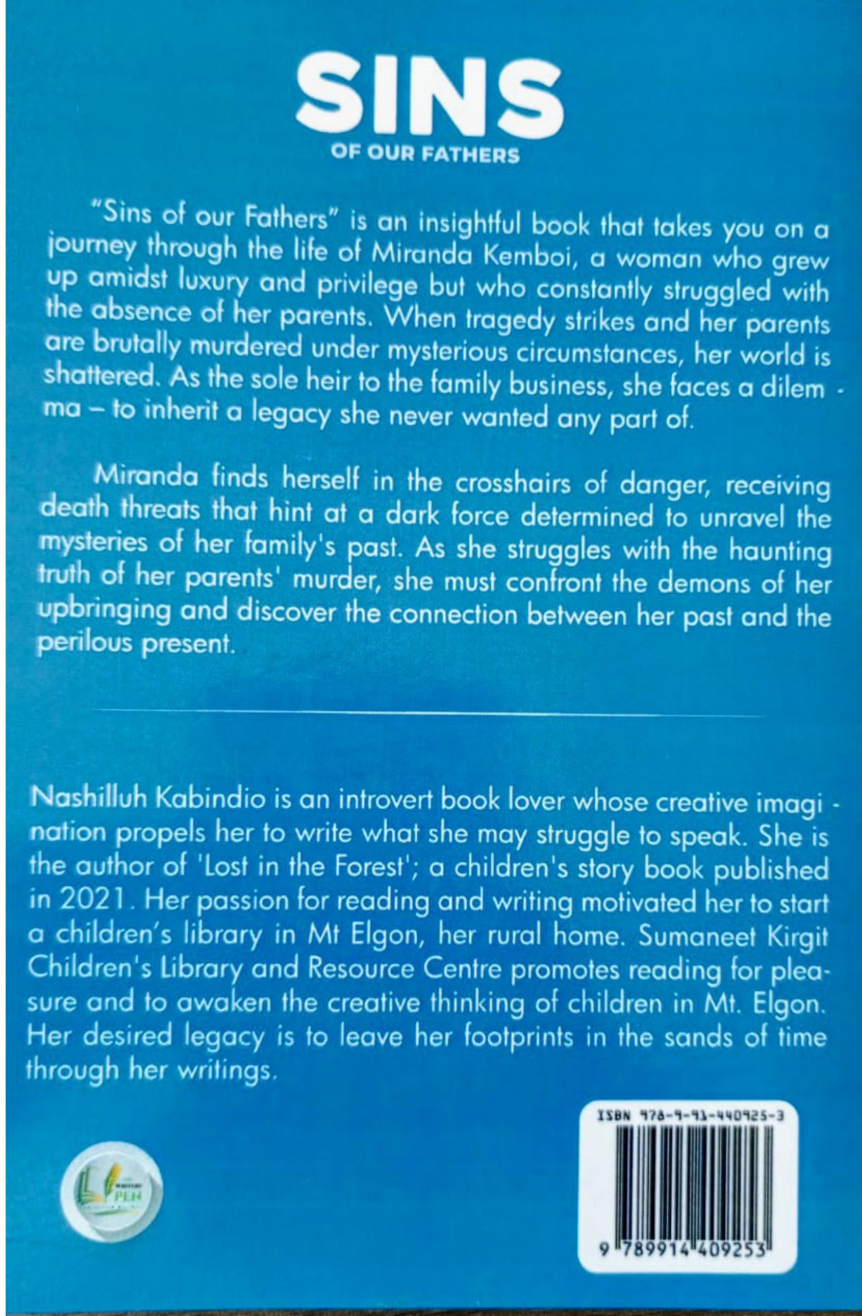 Back page of the novel 'Sins of our Fathers