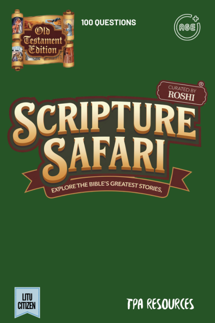 A colorful deck of 100 Old Testament trivia cards for kids and families, designed for Bible learning and home discipleship. Part of the 'Out-at-Home Discipleship' series. Answer each question in under 1 minute.