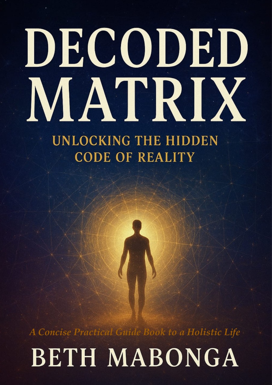 DECODED MATRIX The Human Silhouette Represents human consciousness — the central experiencer of reality. It shows that we are the key to decoding the matrix, because reality is filtered through our mind, emotions, and awareness. 🔹 The Radiant Light / Aura Around the Body Symbolizes the inner light, life force, and higher self. Suggests that awakening happens from within — your energy field expands when you unlock deeper truths. The glow also represents enlightenment and spiritual power, the result of aligning with higher frequencies.