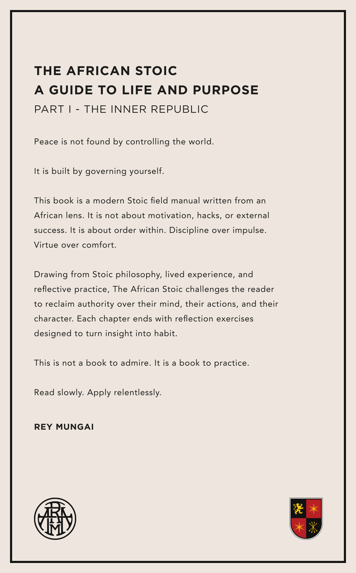 The African Stoic Part I Back Cover